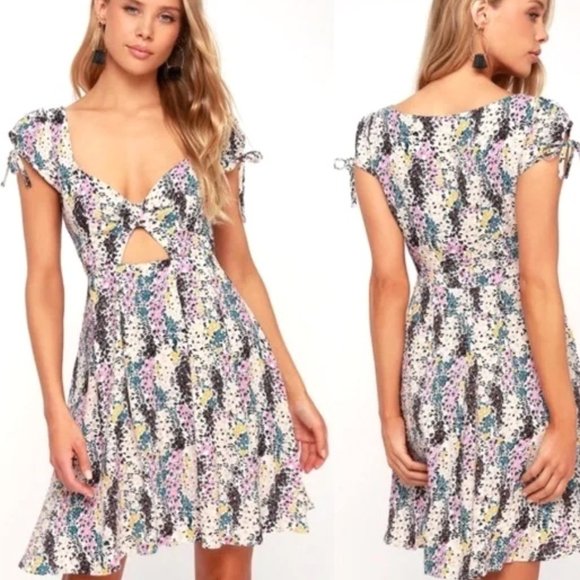 Free People Floral Cutout Sweetheart Miss Right Dress Cottage Boho Feminine - Picture 1 of 11